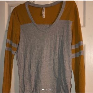 Grey and yellow RVCA long sleeve.